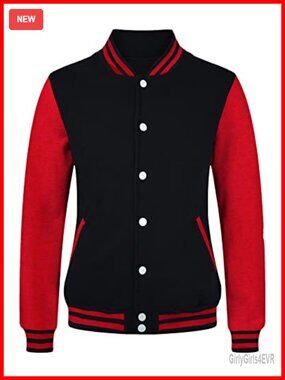 Women Cotton Fleece Varsity Baseball Jacket Button Down Long Sleeve Lightweight